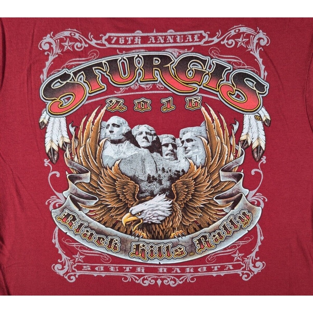 Sturgis 2016 Mens Tshirts Red Size L Mount Rushmore and Eagle